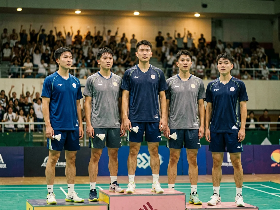 国羽男团站上亚军领奖台